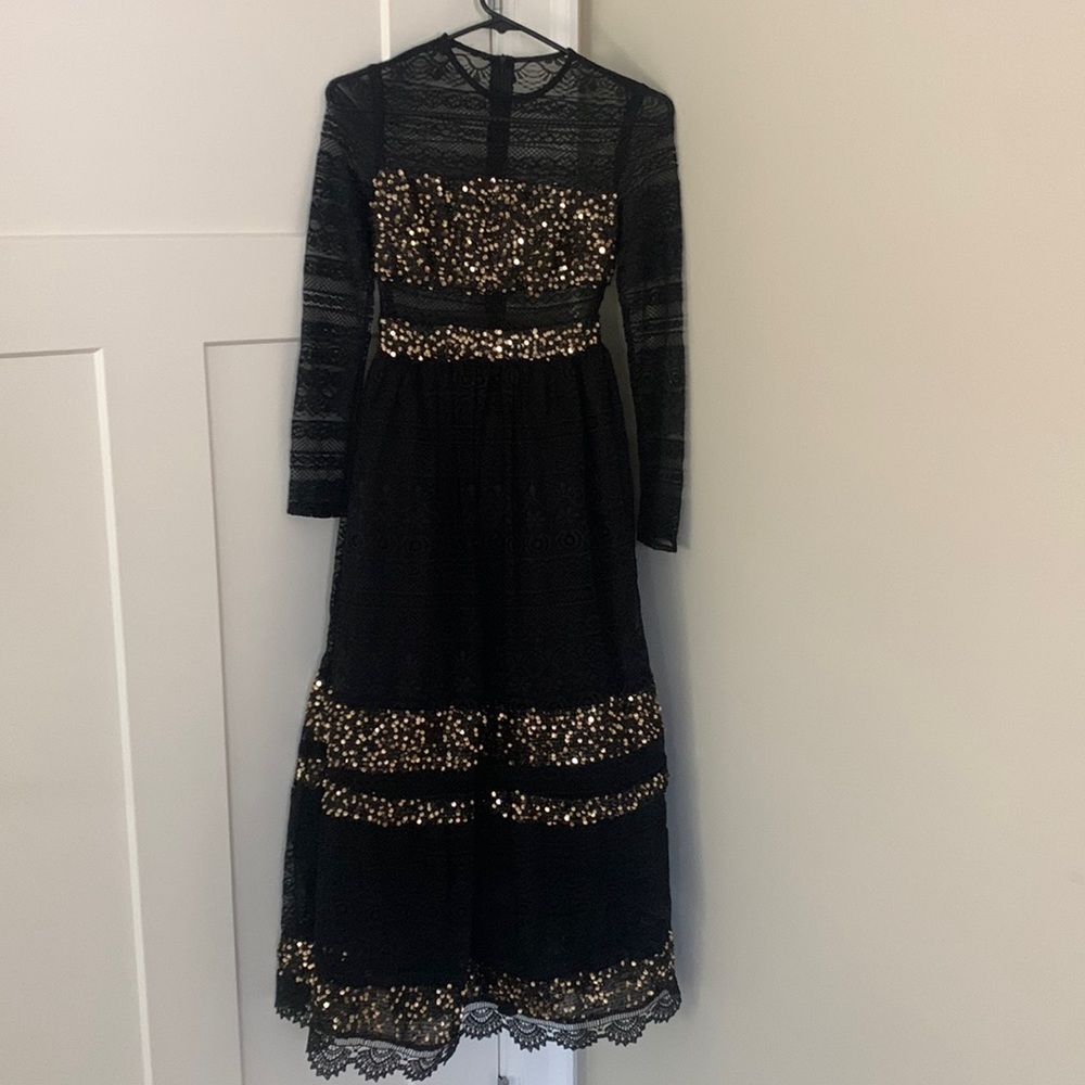 Brand New Beautiful Black Lace and Sequins Gown